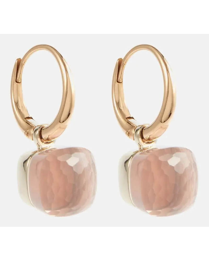 Pomellato Orecchini Nudo Petit in oro rosa e bianco 18kt con quarzo rosa Rosa