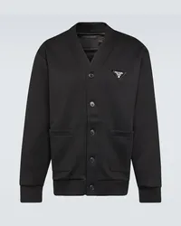 Prada Cardigan in pile di misto cotone Nero