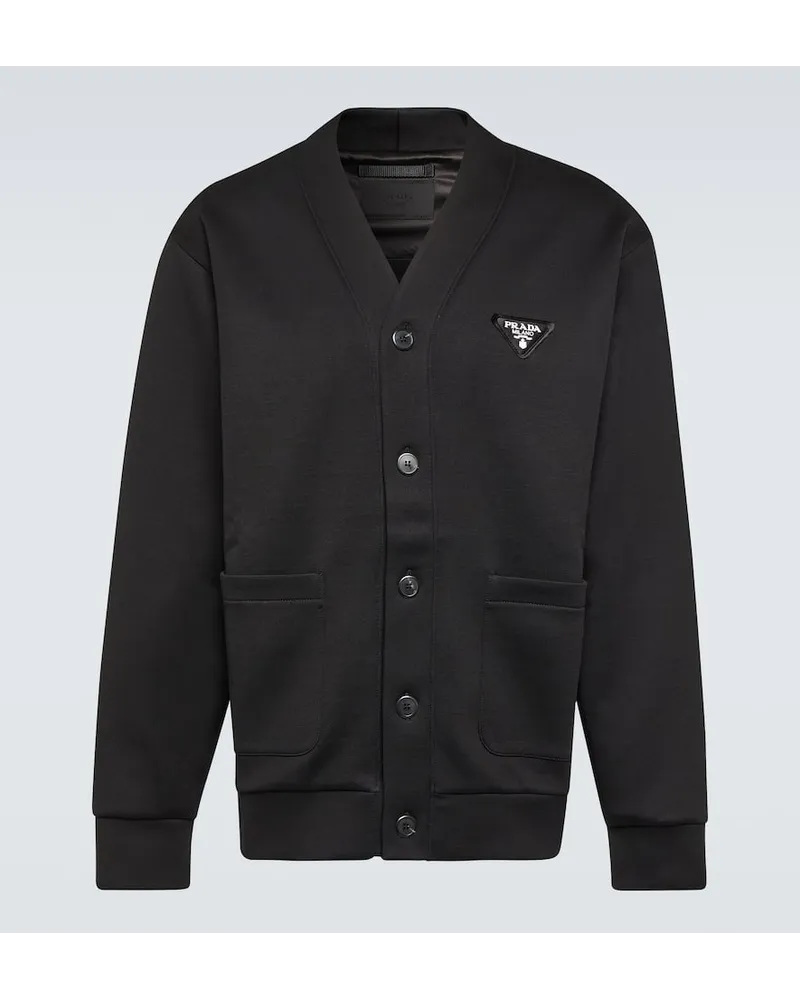 Prada Cardigan in pile di misto cotone Nero