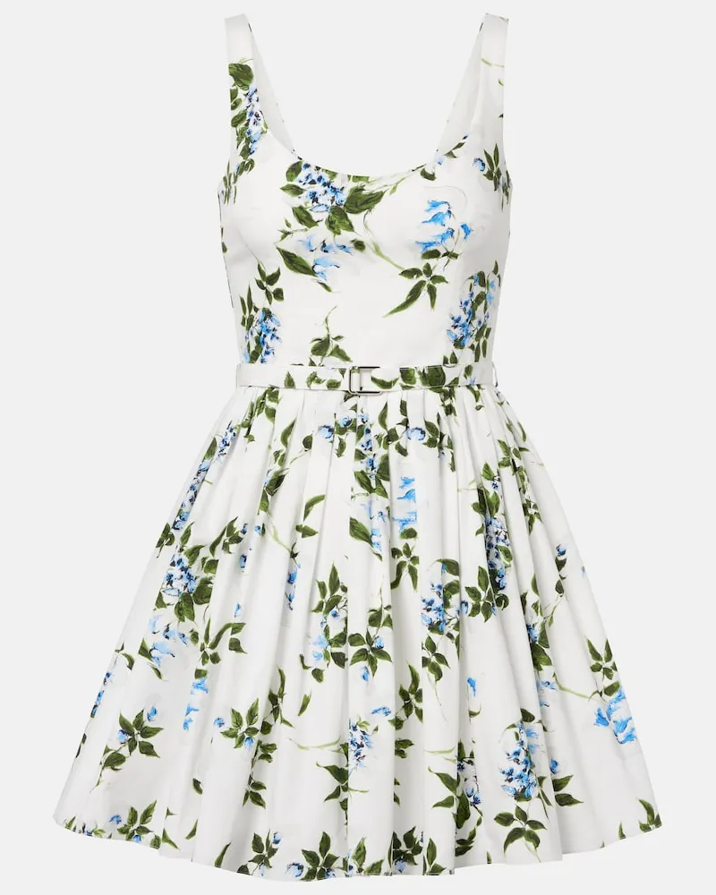 EMILIA WICKSTEAD Abito corto Eglantine in cotone floreale Bianco