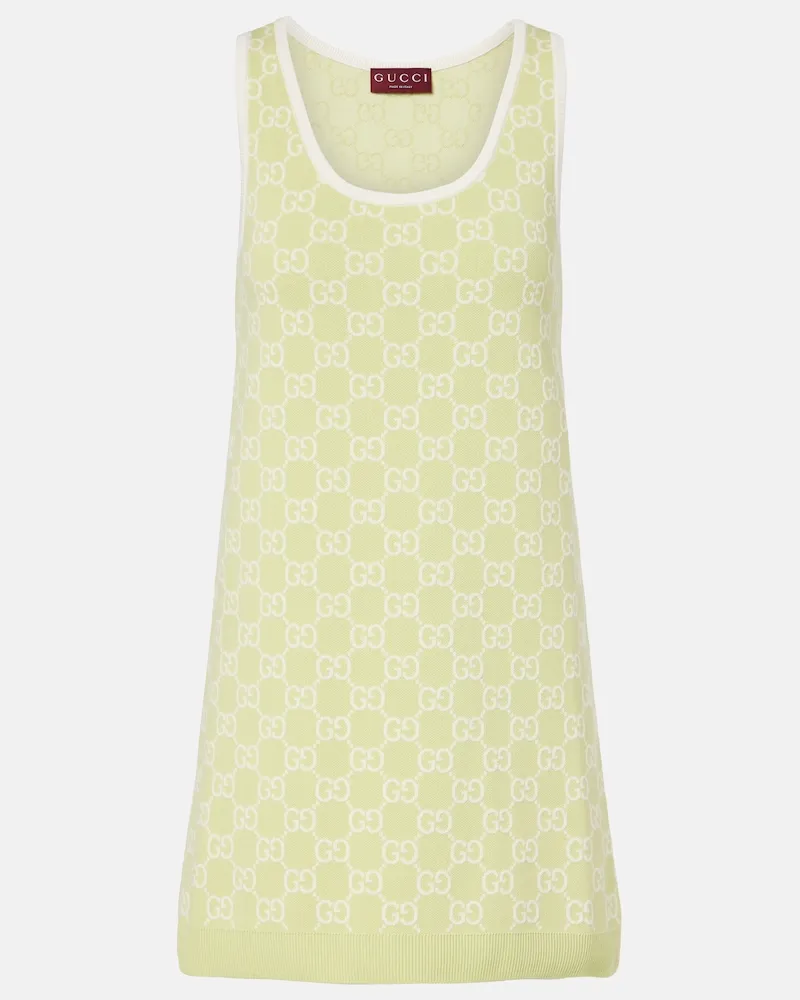 Gucci Abito corto in jacquard di cotone GG Verde