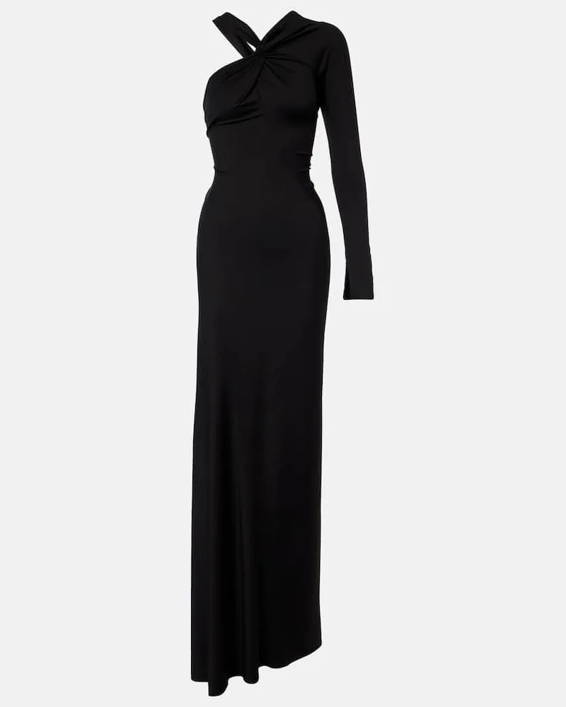 Victoria Beckham Abito lungo monospalla con ruches Nero