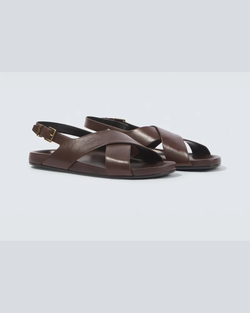 Saint Laurent Sandali Helios Cassandre in pelle Marrone