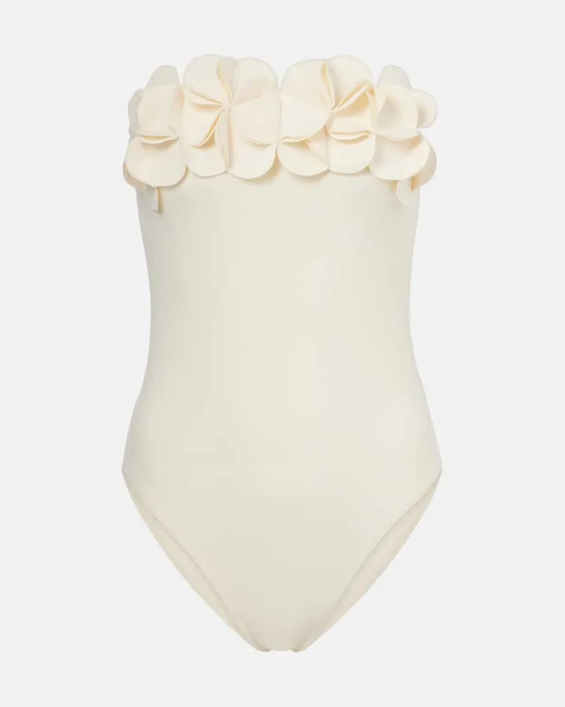Karla Colletto Costume intero Tess con applicazioni floreali Bianco