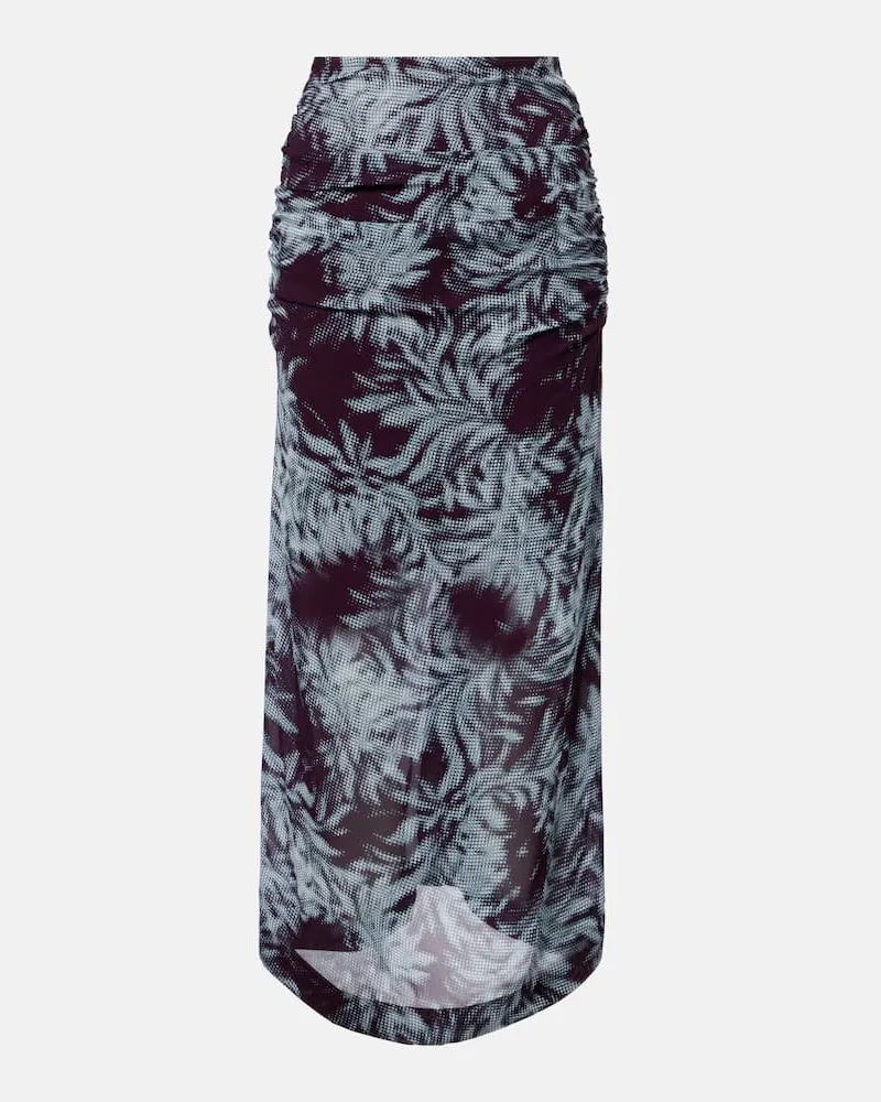 Dries van Noten Gonna midi con stampa Borgogna