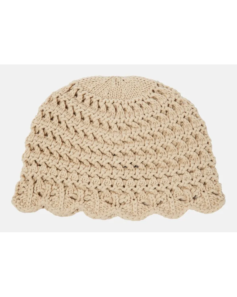 Loro Piana Berretto in crochet di cotone Beige