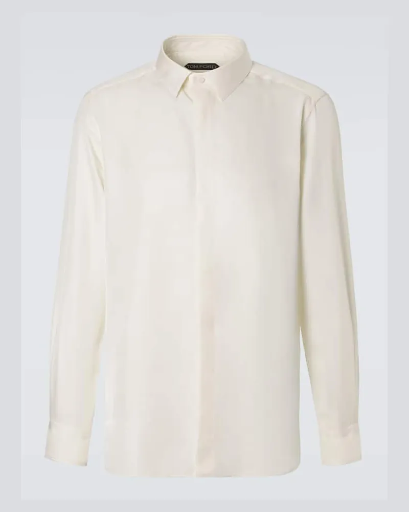 Tom Ford Camicia in twill di seta Bianco