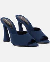 Saint Laurent Mules Suite in raso di seta Blu