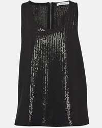 Max Mara Top Pistoia in georgette con paillettes Nero