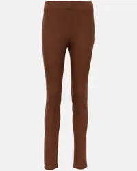 Joseph Leggings in gabardine a vita media Marrone