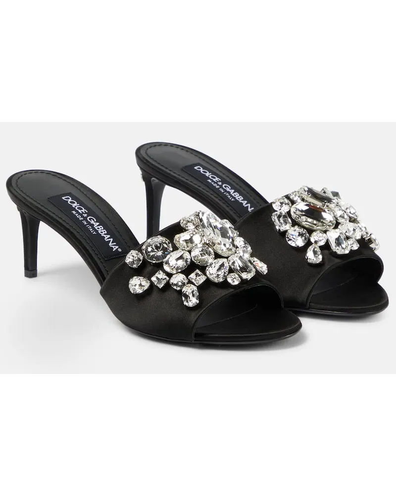 Dolce & Gabbana Sandali in raso con cristalli Nero