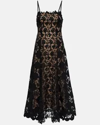 Oscar de la Renta Abito midi Gardenia in pizzo Nero