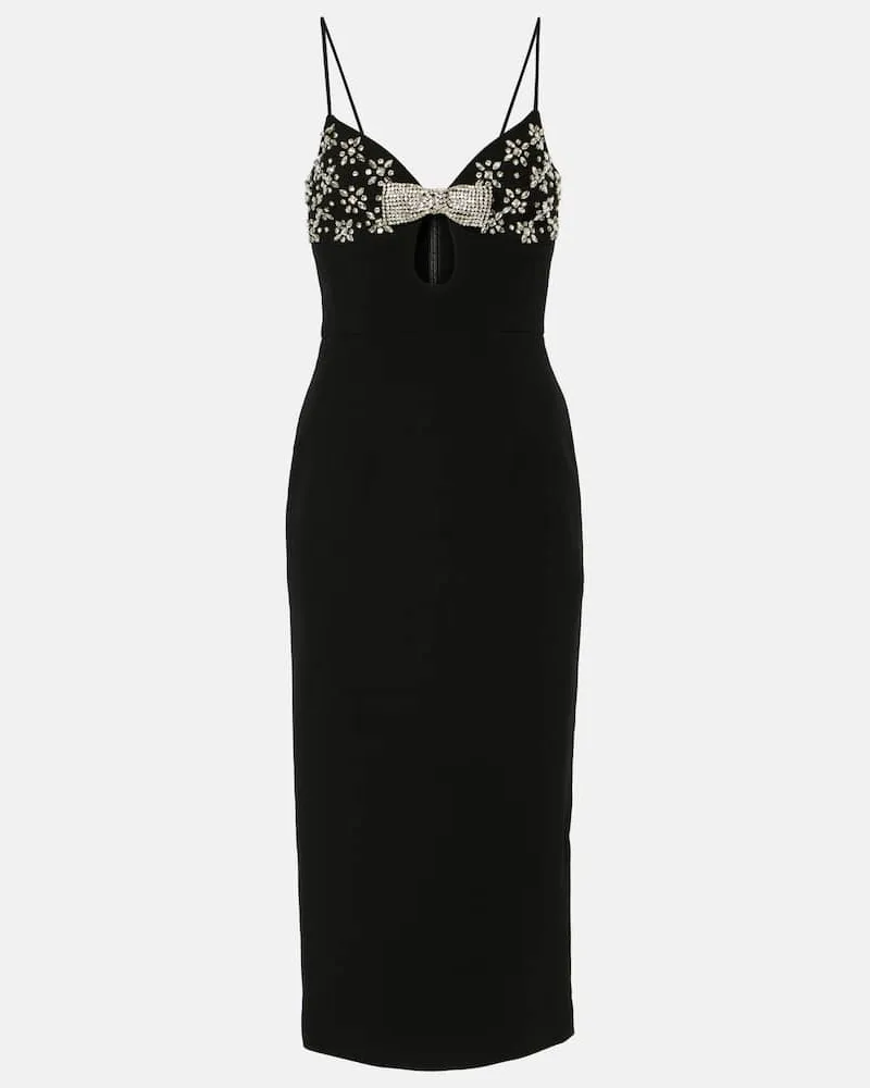 Rebecca Vallance Abito midi Rina con cristalli Nero