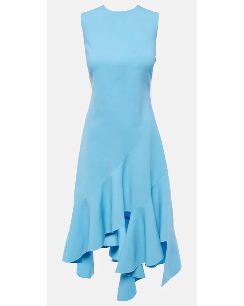 Oscar de la Renta Abito midi asimmetrico in misto lana Blu