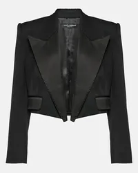 Dolce & Gabbana Blazer cropped in lana e seta Nero