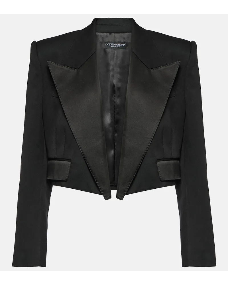 Dolce & Gabbana Blazer cropped in lana e seta Nero