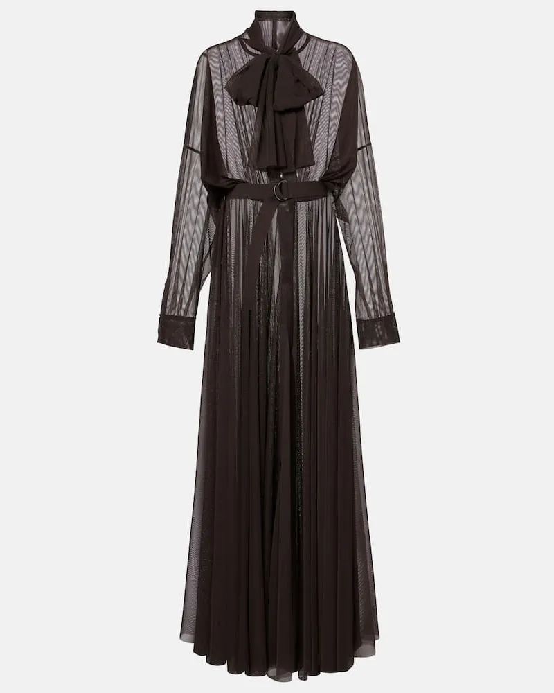 Norma Kamali Abito chemisier in mesh Marrone