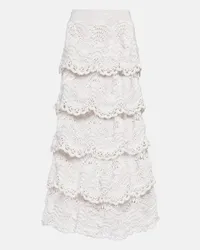 Oscar de la Renta Gonna midi in crochet di cotone Bianco