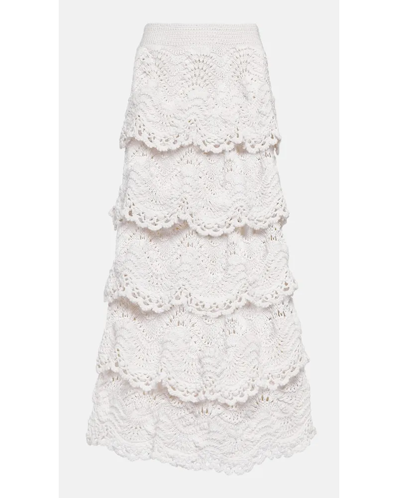 Oscar de la Renta Gonna midi in crochet di cotone Bianco