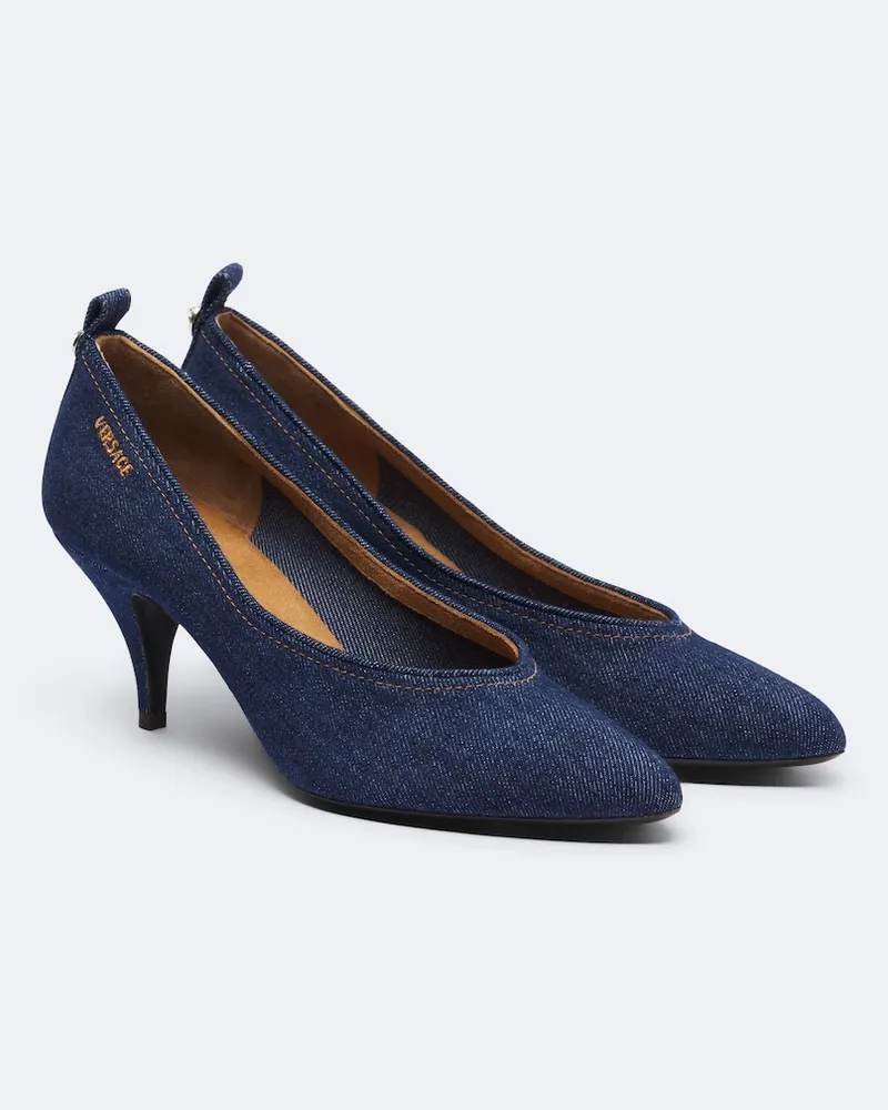 Versace Pumps Tina in denim Blu