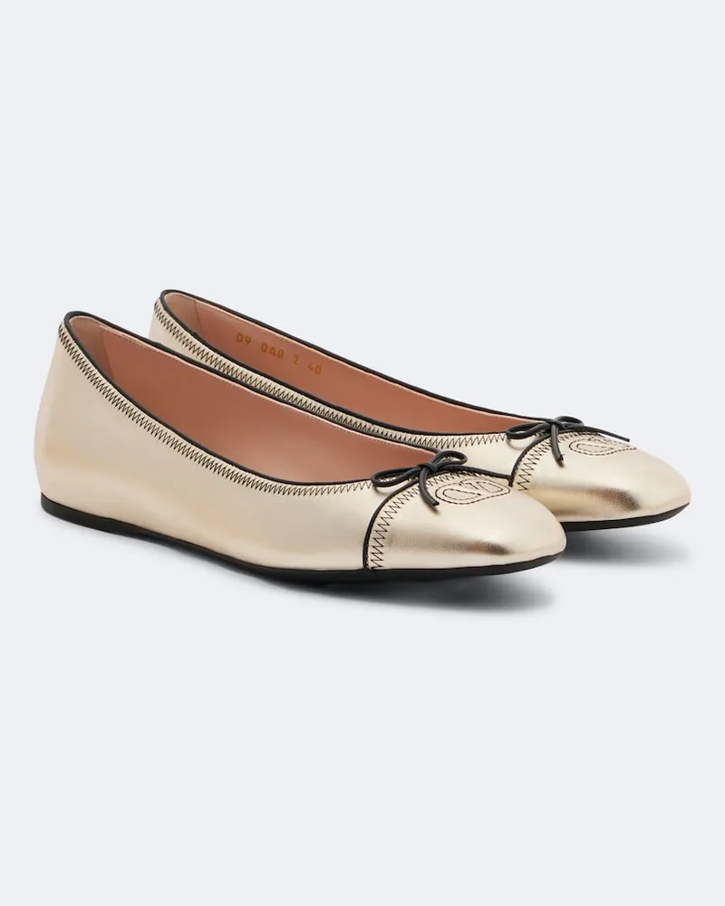 Valentino Garavani Ballerine VLogo in pelle metallizzata Oro