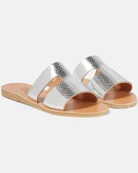 Ancient Greek Sandals Sandali Apteros in pelle con stampa Argento