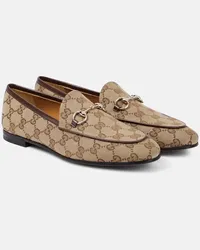 Gucci Mocassini Jordaan Horsebit in canvas GG Neutro