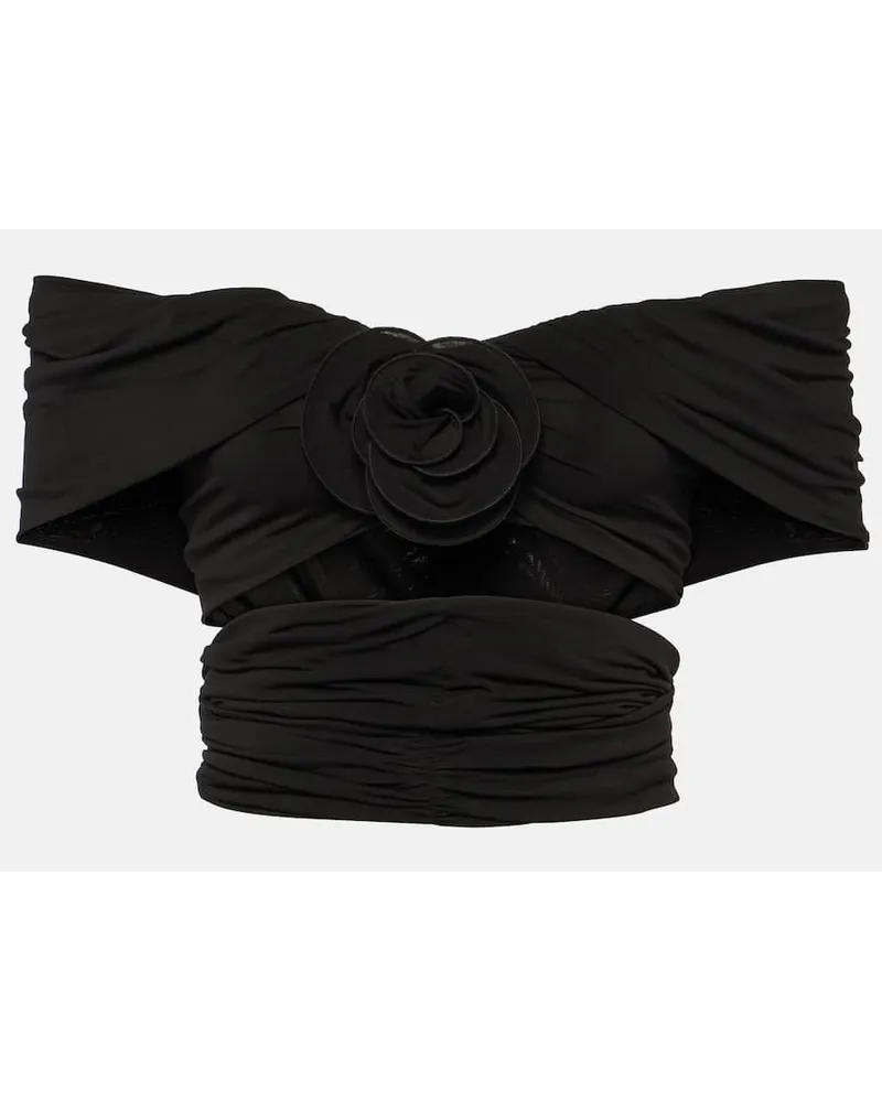 Magda Butrym Top cropped con scollo bardot Nero