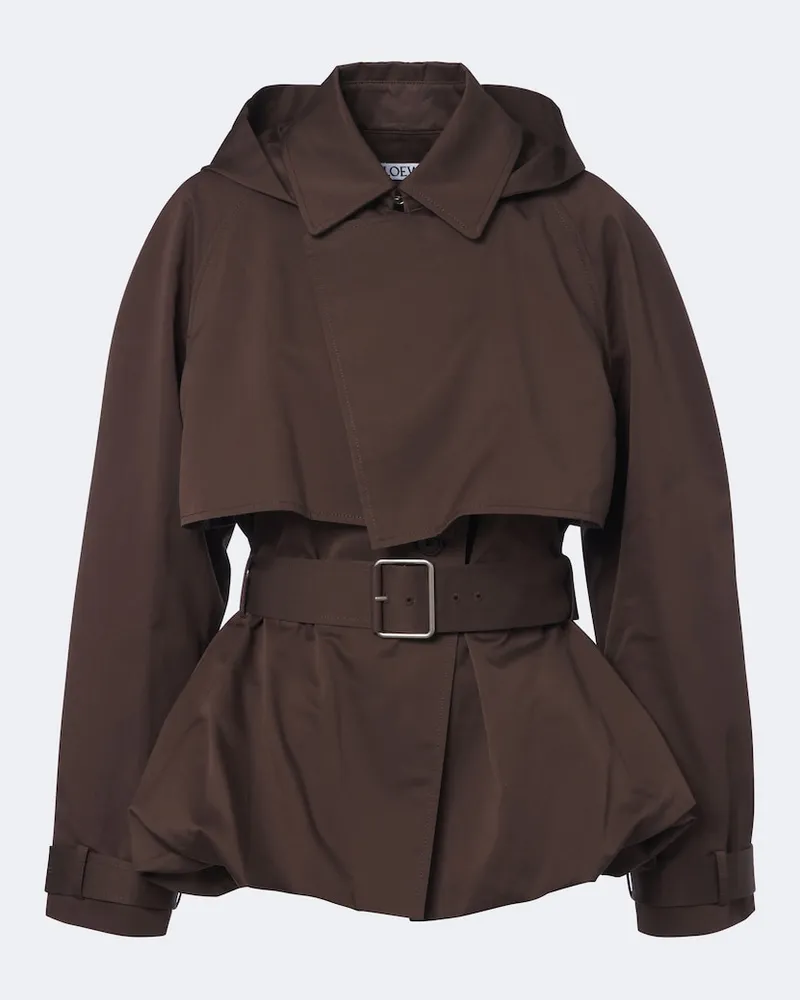 Loewe Giacca in gabardine di cotone e seta Marrone
