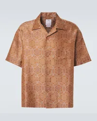 Visvim Camicia in jacquard di seta e lino Arancione