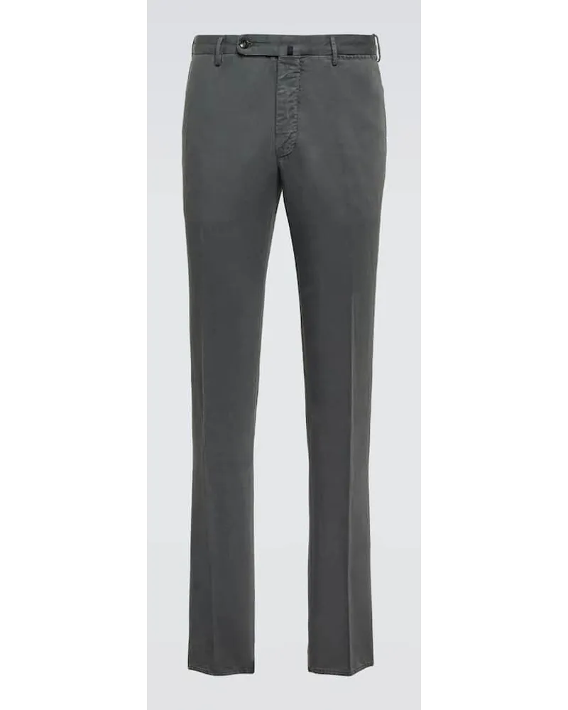 Incotex Pantaloni regular in cotone e lino Grigio