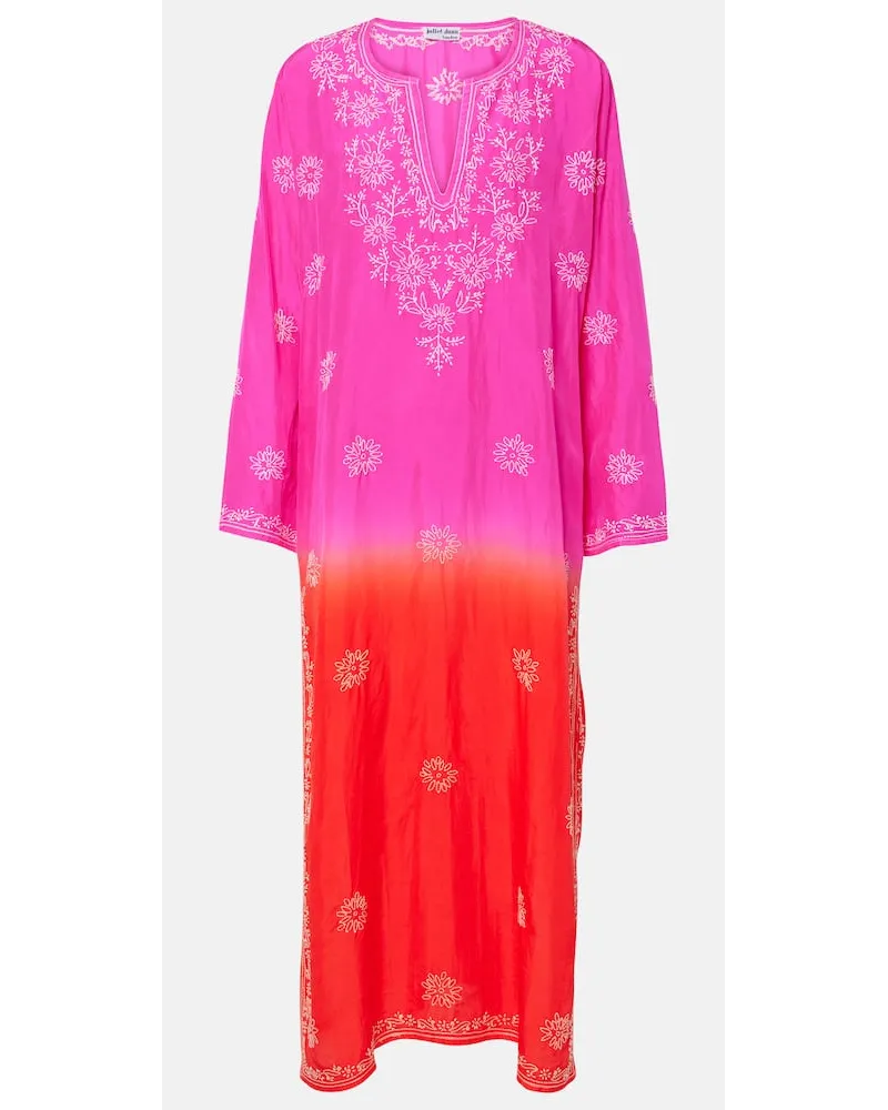Juliet Dunn Caftano in seta con ricamo Rosa