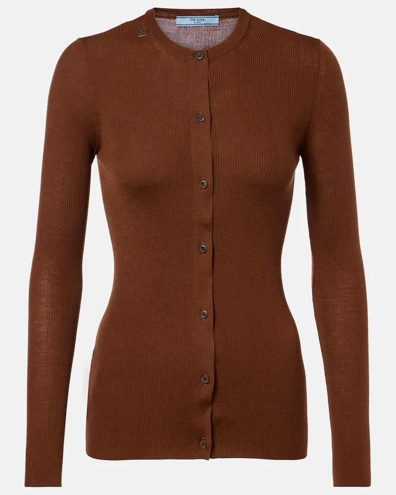Prada Cardigan in lana vergine Marrone