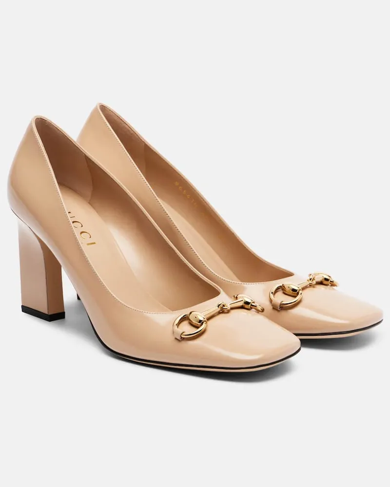 Gucci Pumps Signora 85 Horsebit in pelle Beige