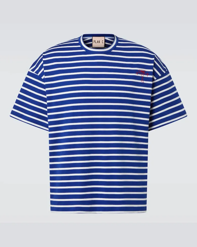 PLAN C T-shirt in jersey di cotone a righe Bianco