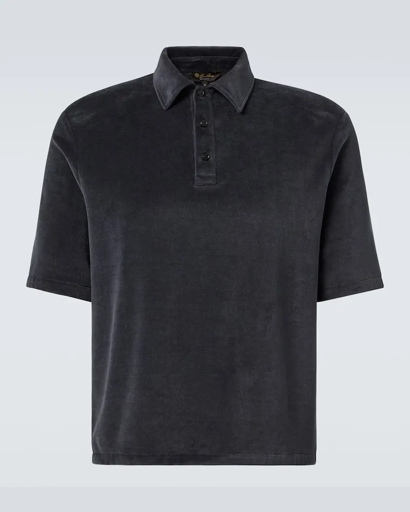 Loro Piana Polo Murano in velour di cotone e seta Blu
