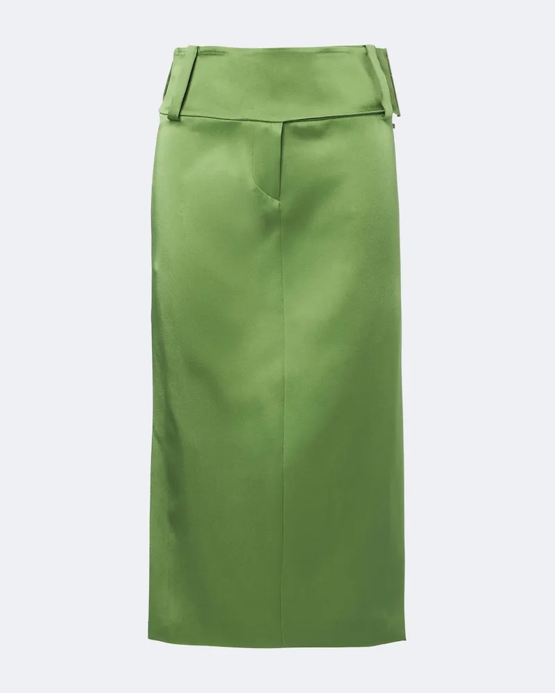 SPORTMAX Gonna midi in satin Verde