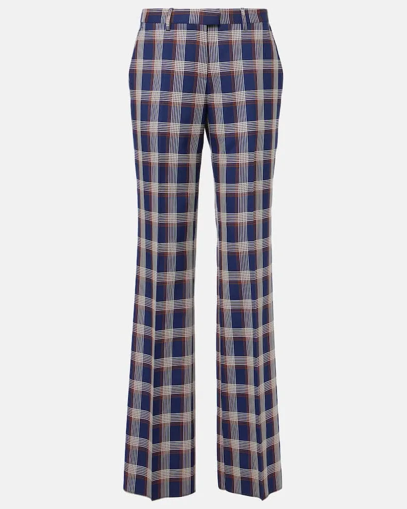 Etro Pantaloni a gamba larga in lana a quadri Blu