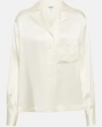 Loewe Camicia Anagram in seta Bianco