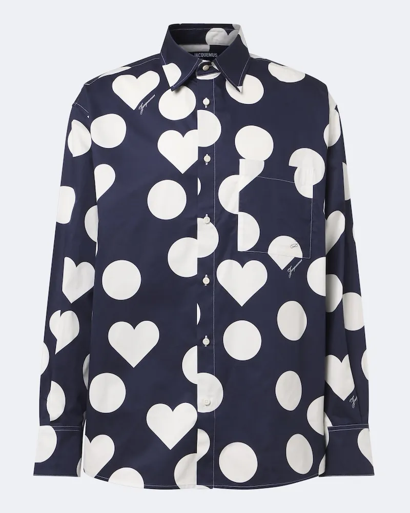 Jacquemus Camicia Camargue in cotone a pois Blu