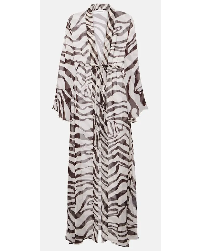 Alexandra Miro Caftano Betty in chiffon con stampa Nero
