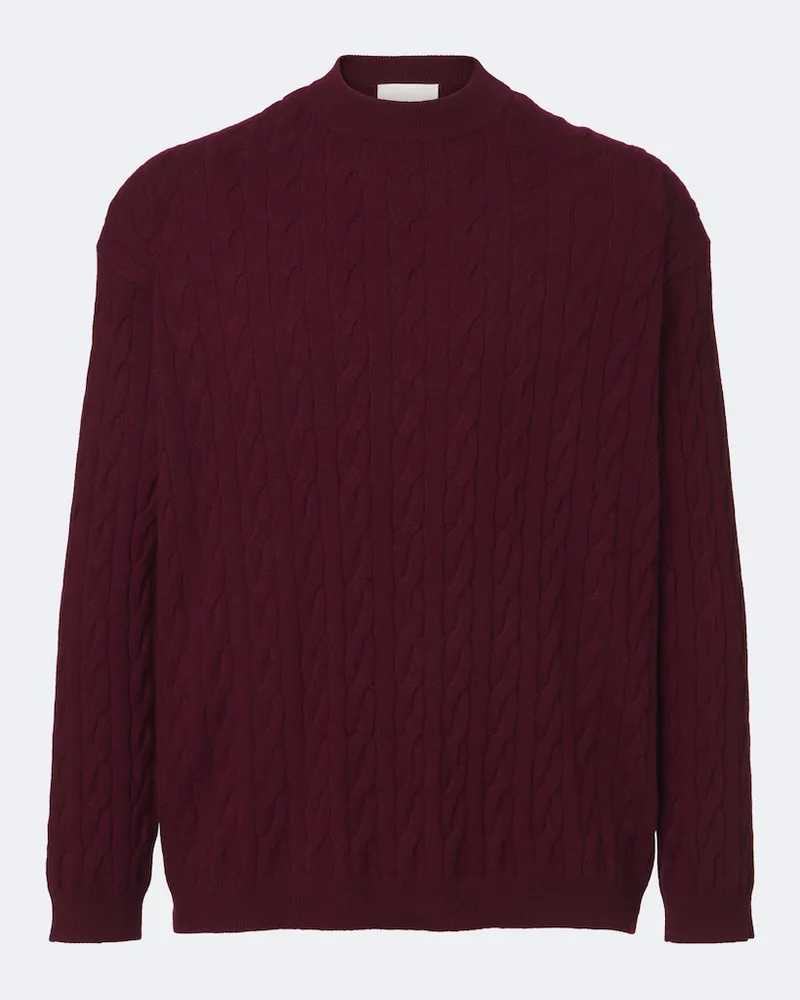 Lisa Yang Pullover Oskar in cashmere a trecce Borgogna