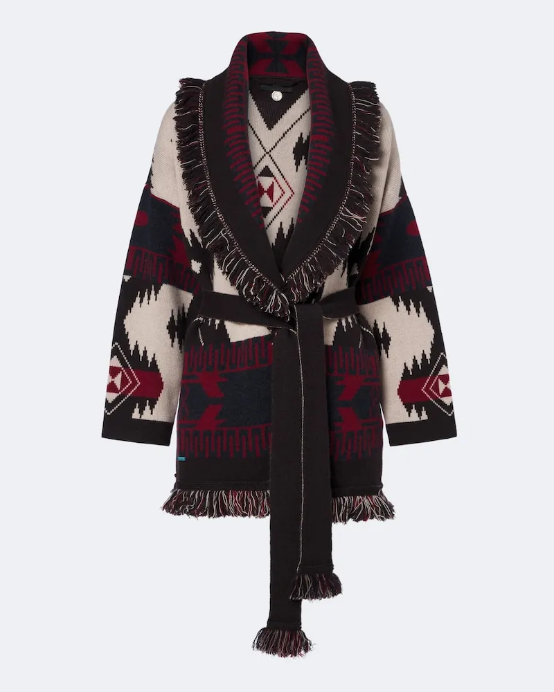 Alanui Cardigan Icon in cashmere jacquard Marrone