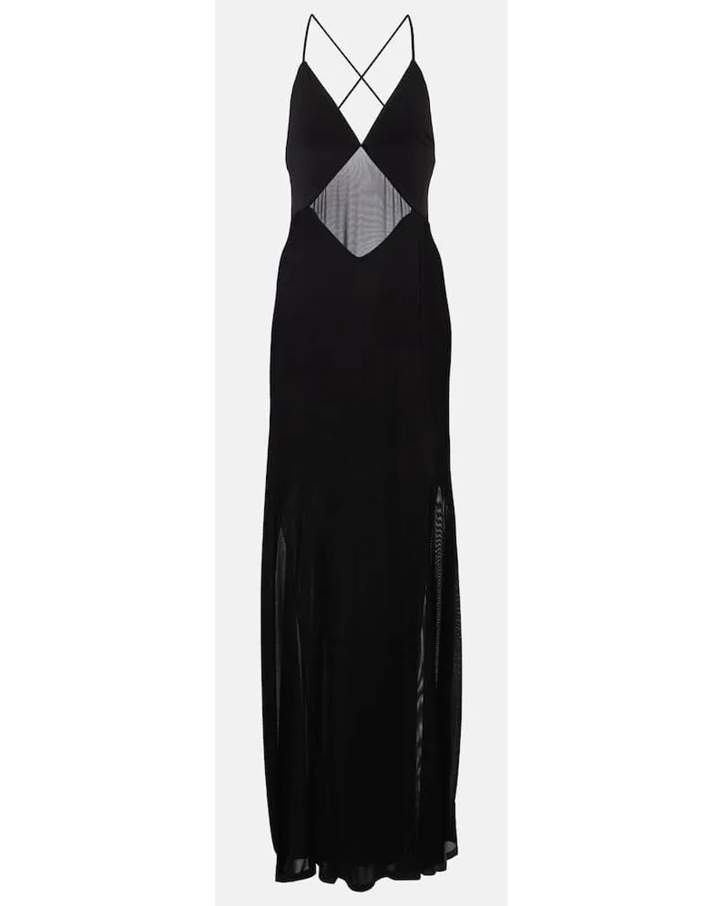 STAUD Abito lungo Fleur in jersey Nero