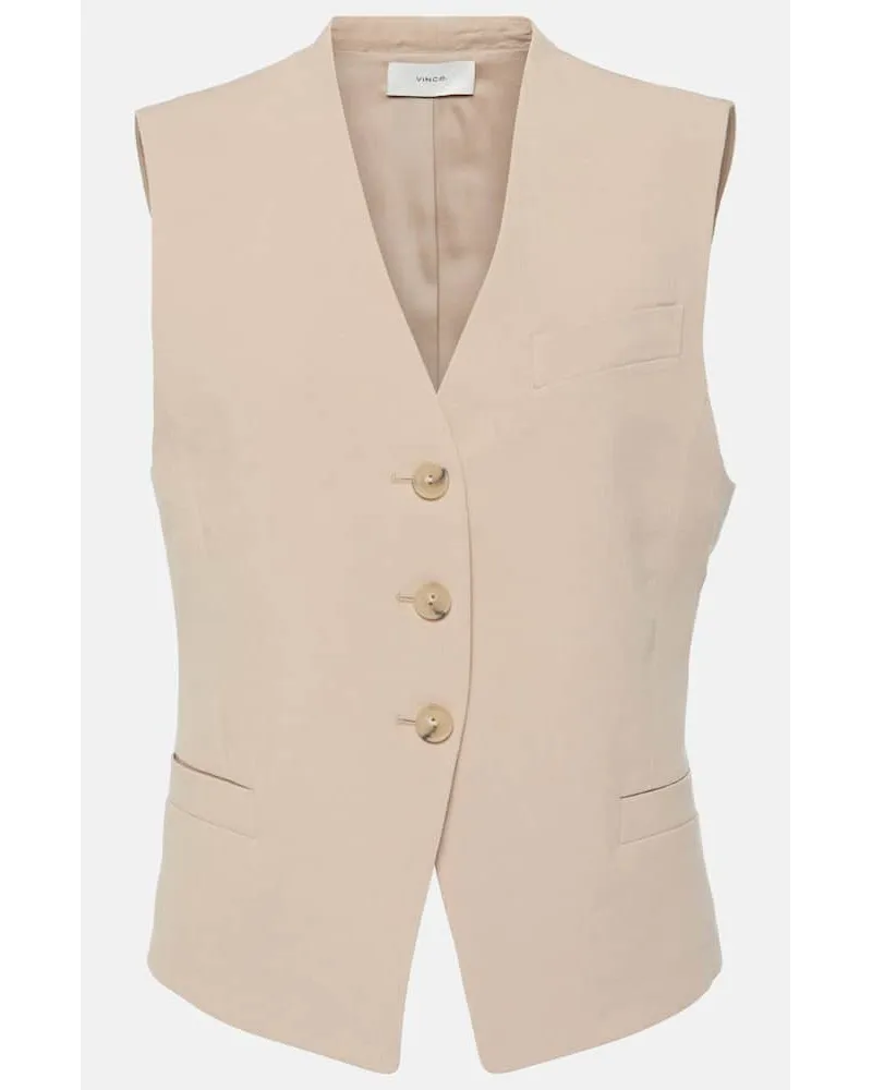 Vince Gilet in misto lino Marrone