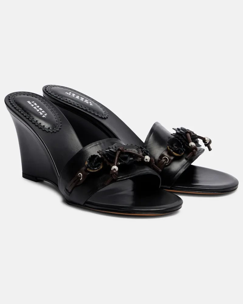 Isabel Marant Mules Anee in pelle con zeppa Nero