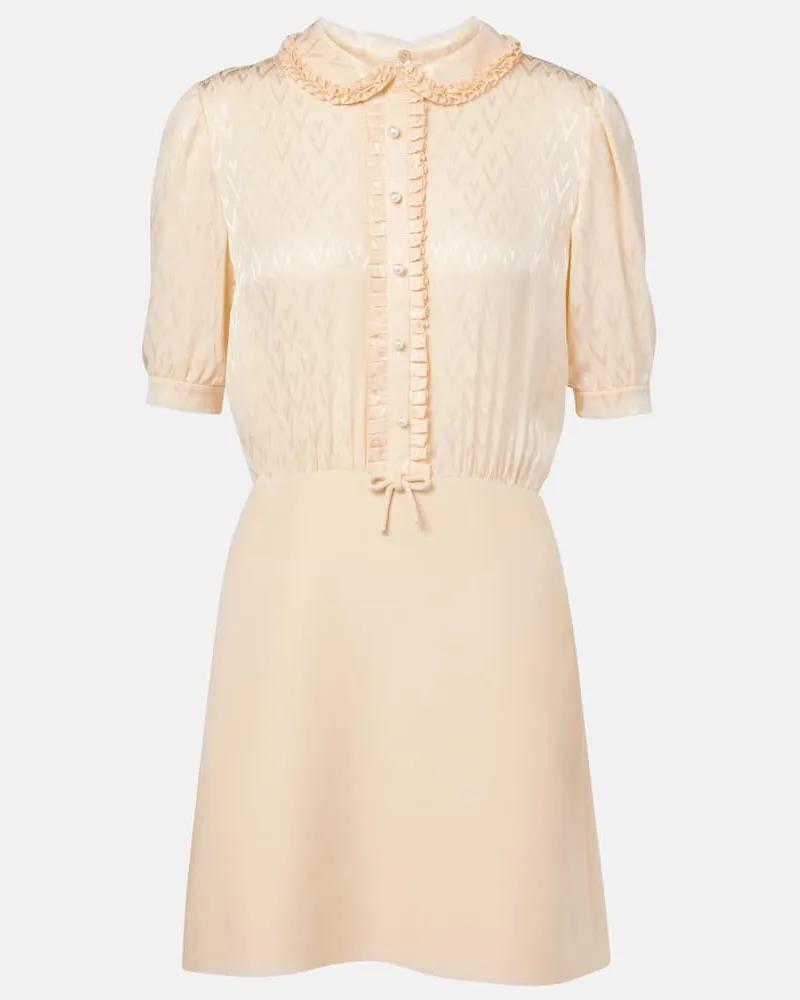 Valentino Garavani Abito corto Toute La V in Crepe Couture Beige