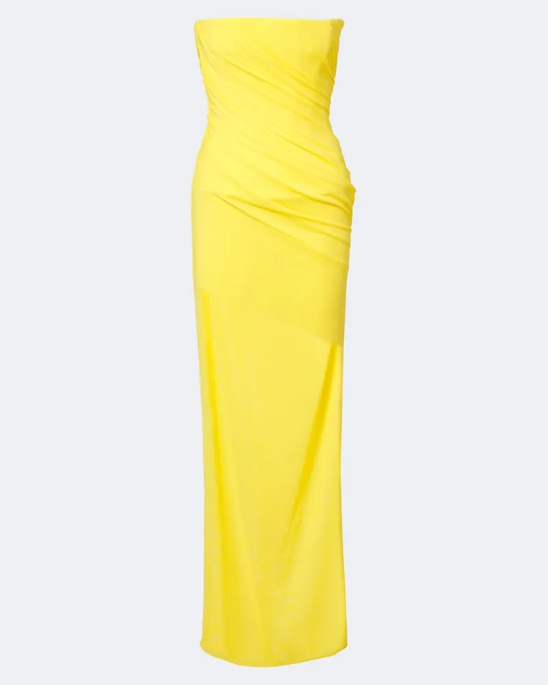 Alex Perry Abito lungo bustier in mesh Giallo