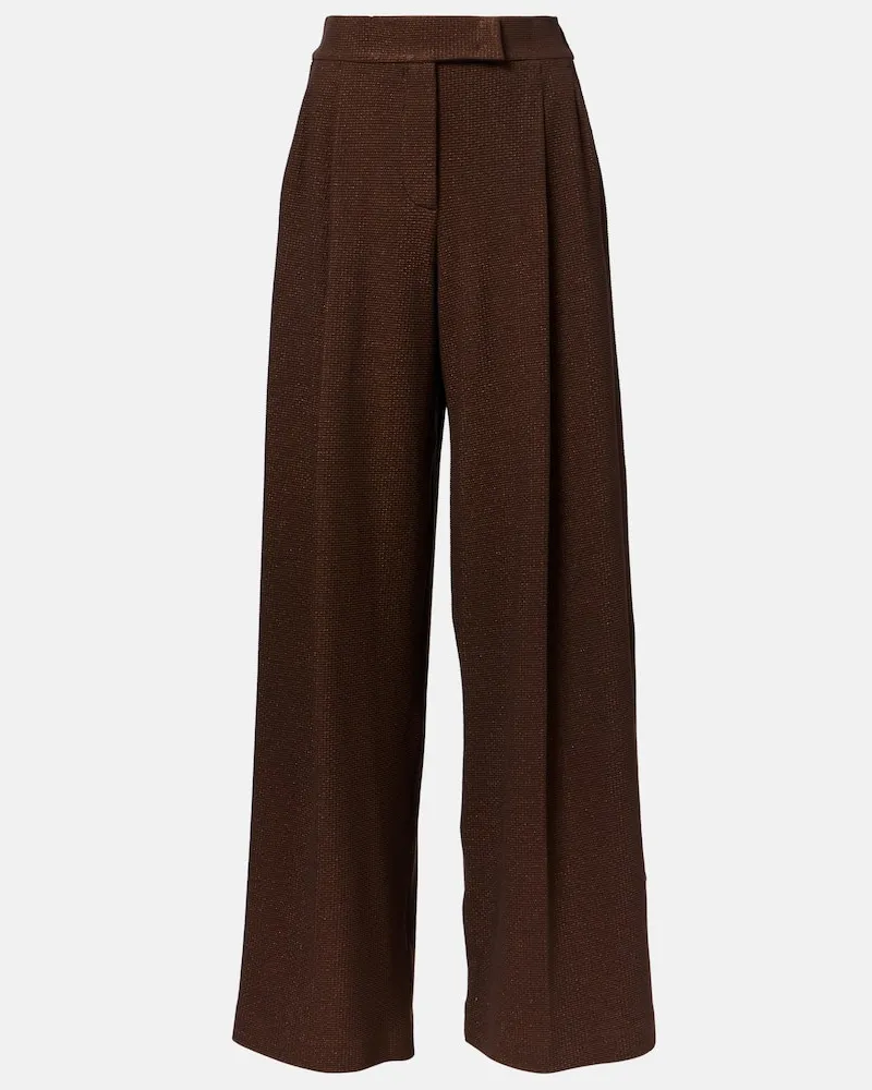 Max Mara Pantaloni a gamba larga Aereo in misto cotone Marrone