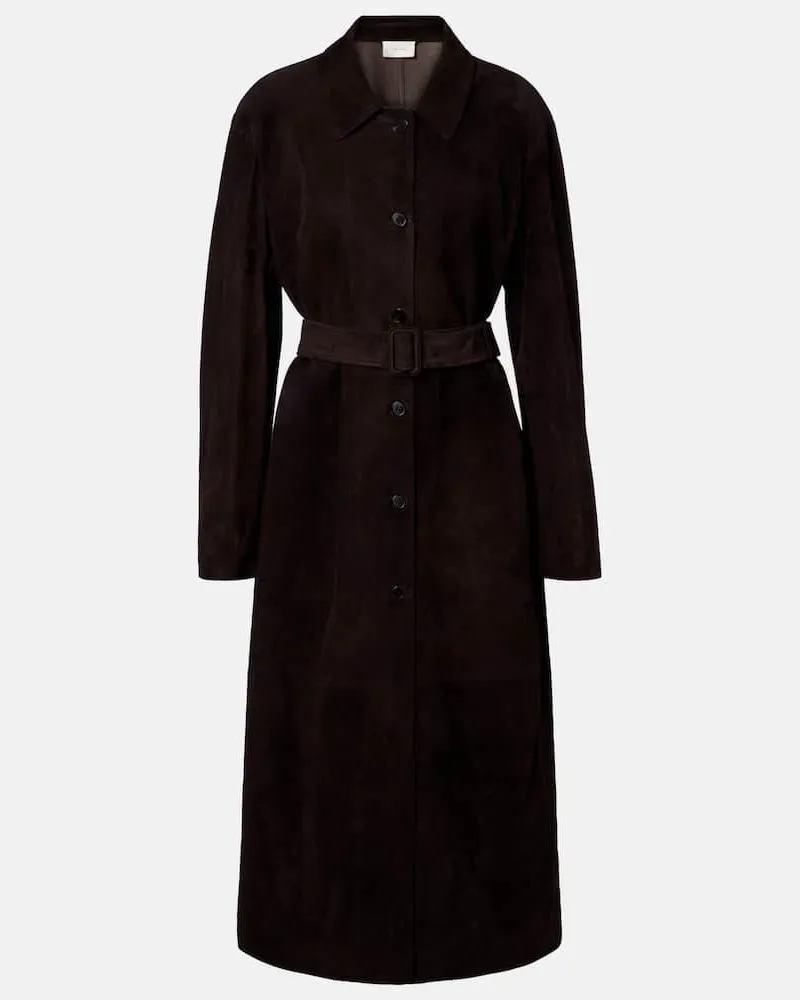 The Row Cappotto Kendra in suede Marrone